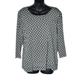 Alfani Black & White Geometric Blouse